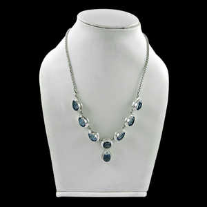 Joyería hecha a mano de Plata de Ley 925 con corte de pera collar de topacio místico azul Natural Art Deco collar bohemio de racimo étnico - Product Image 3