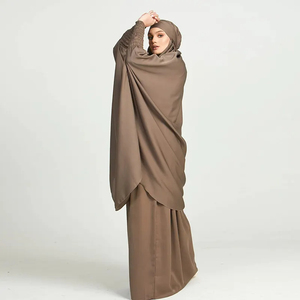 Elegant Pleated Silk Satin Kaftan <b>Abaya</b> Customized Color Polyester/Spandex Islamic Prayer Dress Two Piece Custom Made Size - Product Image 4
