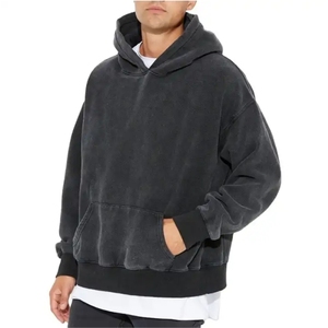 Sweat à capuche lavé à l'acide 100% coton de haute qualité série High Street lavage vieux pull pierre lavé Hoodei - Product Image 5