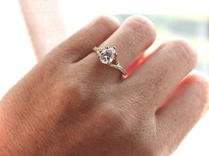 Oro amarillo sólido 1,55 CTW corte de pera anillo de compromiso racimo único Moissanite VVS2 boda blanca diamante VVS2 anillo de boda - Product Image 4