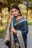 Sari en soie satinée tissée à la main de qualité supérieure belle bordure de créateur avec un style uni imprimé riche Pallu pour les mariages