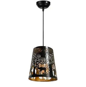 El kazınmış koyu siyah gölge saf katı Metal asma lamba işık Metal demir merkezi dekoratif asılı asılı lamba