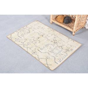 Tapis Turc Vintage Moderne 2.1x3.1ft Beige Noir Patchwork Design Rectangle Classique pour Vivre pour Adolescents Laine Polyester Latex - Product Image 3