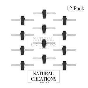 Forma de ataúd de Plata de Ley 925, anillo apilable de turmalina negra, ajuste de bisel, regalo de boda de aniversario de compromiso de moda - Product Image 3