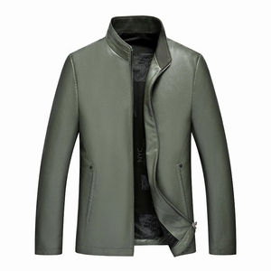 ¡Novedad del mundo 2024! Chaqueta de cuero para hombre, chaqueta con cuello de pie, chaqueta informal de negocios de gama alta, gruesa y fina, puede elegir OEM - Product Image 1