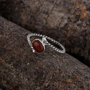 Bague de luxe en cornaline orange avec pierres précieuses en argent sterling 925 bijoux de déclaration faits à la main en gros de l'Inde - Product Image 3