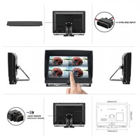 Moniteur AHD tactile complet IPS 9 pouces avec vision nocturne infrarouge | Système de caméra de recul 4 canaux 1080P avec écran capacitif de type tablette, kit 12-36V