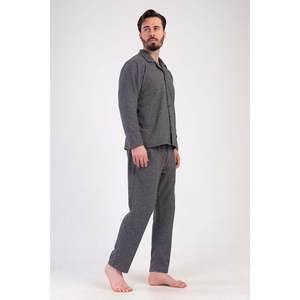 Conjunto de Pijama para Hombre CEPLI, Jacquard, Interlock, Completamente Abotonado, Manga Larga - NEGRO - NEGRO - Product Image 4