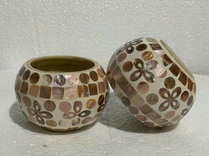 Jarrón de Bambú Hecho a Mano con Gemas Naturales para una Elegante Recepción Navideña, Contenedor de Mosaico de Conchas Iridiscentes y Decoración Ecológica - Product Image 6