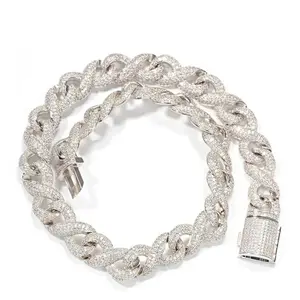 Moissanite <b>Sterling</b> <b>Silver</b> Cuban Link <b>Chain</b> and Bracelet Miami Hip Hop Cuban Necklace <b>Chain</b> Customized <b>Chain</b> <b>for</b> Men & <b>Women</b> - Product Image 1