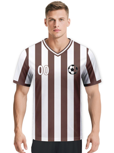 Maillot de football marron et blanc personnalisé Service OEM Maillot de football personnalisé avec numéro de nom Équipe pour femmes hommes jeunes Fans - Product Image 2