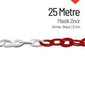 Chaîne en plastique de type garde-corps de 25 m, 8 mm, couleur rouge-blanc - Product Image 3