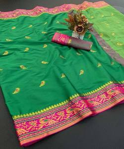 TRENDING AURA COTTON DISEÑADOR FRONTERA CON MINA BUTTI CON CHITT PALLU SAREE CON BLUSA DESECHADA PARA FIESTA PRECIO AL POR MAYOR - Product Image 1