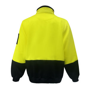 Venta al por mayor 1/4 cremallera Hi Vis seguridad Sudadera con capucha Con parte inferior negra para ropa de trabajo polar pulóver construcción suéter - Product Image 6