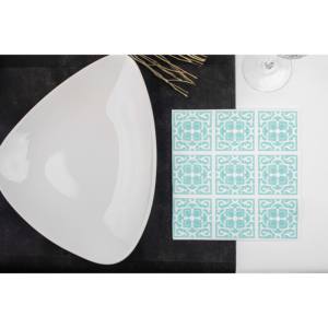 Tovaglioli Bianchi 48x48cm con Stampa Azulejo Acquamarina, Bambutex Naturale, 300 Pezzi, B2B - Product Image 2