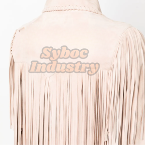 Chaqueta Rockstar con flecos para mujer, elegante chaqueta con flecos de los años 70, chaqueta con flecos de vaquera de cuero de gamuza suave para ropa occidental - Product Image 4