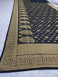 Robe de mariée traditionnelle pour femmes, Sari, broderie lourde, travail à la main, Georgette, Sari de mariée, exportatrice et fabricant inde - Product Image 6