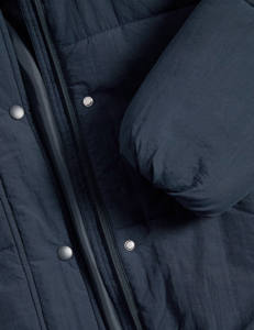 Chaqueta acolchada con capucha azul marino medianoche de diseño de proveedor personalizado OEM, chaqueta acolchada de poliéster para invierno y exterior de nuevo estilo - Product Image 6