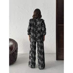 Chemisier en lin brodé F 2009 pour femme, chemise élégante et confortable - Product Image 2