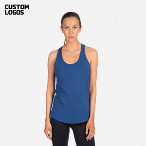 Débardeurs de sport pour femmes, dos nageur, col rond, athlétique, yoga, musculaire, bleu, 100% coton, respirant, séchage rapide - Product Image 1