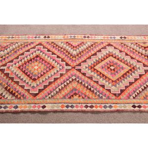 2.7x9.5 ft Vintage <b>Rug</b>, Turkish <b>Runner</b> <b>Rug</b>, Orange Pink Striped <b>Rug</b> - Product Image 4