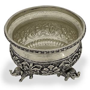 Elefante hecho a mano diseño étnico plateado latón Urli Showpiece decoración decorativa de Metal para mesas de esquina - Product Image 3