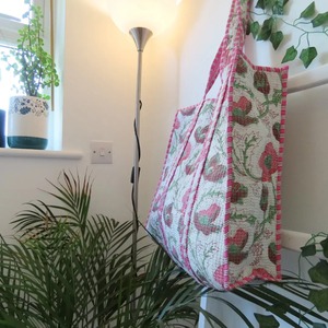 Bolsos de Hombro Acolchados de Algodón para Mujer, Estilo Vintage, con Cierre de Cremallera, Forro de Lona, Ligeros para Viajes y Compras, Diseño Floral - Product Image 3