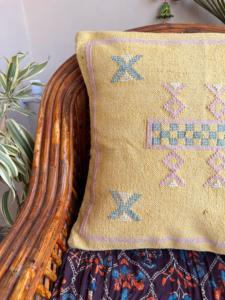 Handmade Cotton Sabra Pillow Cover Multi-Color Woven <b>Cushion</b> with Embroidered Features Handmade Back Detail Pillow Covers - Product Image 4