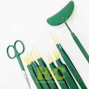 Pinces à extensions de cils, best-seller, volume, pinces à extensions à 90 degrés, acier inoxydable durable, vert MINK, antidérapant - Product Image 2