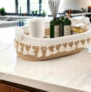 Cute Lovely Handmade Minuteness Gift Woven Basket for Kids Cotton Rope Woven Storage Basket Nursery Newborn Best <b>Baby</b> Shower - Product Image 2