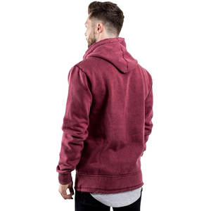 High Quality <b>Red</b> Sun Faded Acid Stone Washed Distressed <b>Men's</b> Casual Vintage Wash Fleece Breathable Eco-friendly <b>Hoodie</b> Made - Product Image 2