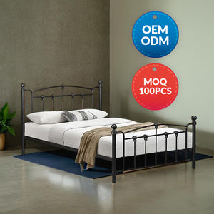 Estructura de cama doble de metal moderna al por mayor para niños y adultos Base de cama tamaño Queen de hierro de acero - Product Image 1