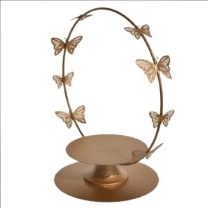 Soporte de pastel de una sola capa de mariposa de hierro dorado para decoraciones para fiestas de bodas Precio al por mayor para eventos y celebraciones - Product Image 1