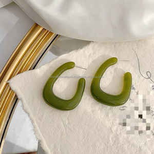 Geometric Acrylic Fashion Statement Drop Earrings Women Vintage Resin Oval Square Round Dangle Earring 2023 Wedding Jewelry - Product Image 2