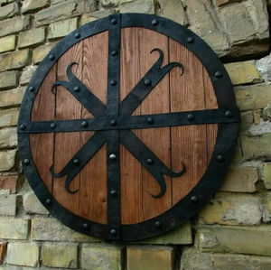 Escudo vikingo de acero de madera medieval Armadura Escudo de batalla Guerrero Templario Escudos por Calvin artesanía - Product Image 5