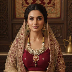 Collar nupcial Tribal Tales Royal Kundan Dori con diamantes para fiestas, compromisos y regalos, con motivos florales y números. - Product Image 2