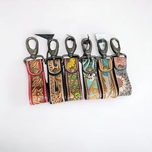 Nueva Llegada Mano Tooled Cuero Muñequera Llaveros En Relieve Estampado Floral Cuero Llaveros Tooled Accesorios de cuero Correas para llaves - Product Image 5