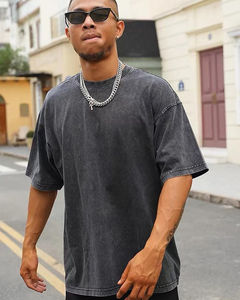 Camiseta de peso pesado sobre el tamaño Camisetas recortadas de algodón Logotipo personalizado Boxy Fit Ropa de calle en blanco Camiseta de hombre - Product Image 1