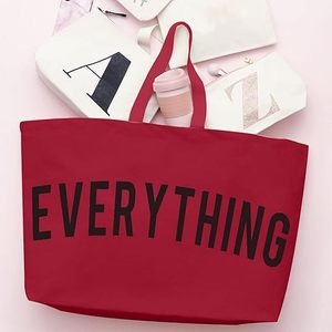 กระเป๋าผ้าแคนวาสลายทางขนาดใหญ่พิเศษ28x8x16 (สีแดงเข้ม) ใช้ซ้ำได้ร้านขายของชำขนาดใหญ่ช้อปปิ้งถุงผ้าชายหาด - Product Image 3