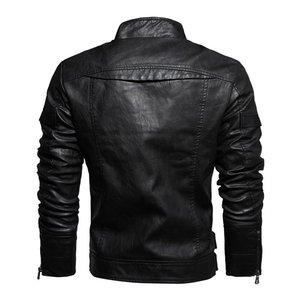 Chaqueta de moto de piel sintética para hombre Traje de carreras de invierno de cuero de motocicleta de moda informal con cremallera superior - Product Image 6