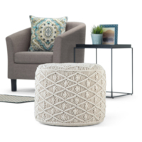 Pouf moderne Offre Spéciale tufté à la main en coton biologique, repose-pieds en macramé, meubles de maison d'Inde au meilleur prix