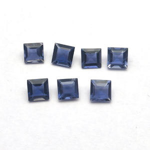 อัญมณีไอโอไลต์ธรรมชาติสีฟ้าขนาด5x5มม. 0.52ซม. ส่วนสี่เหลี่ยมด้านบนของผู้ผลิตอัญมณีหลวมผู้ส่งออก - Product Image 1