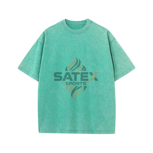 Camiseta de Algodón Grueso con Logo Personalizado, Estilo Vintage, Lavado Ácido, Oversize, para Hombre, Streetwear, Hombro Caído, Diseño Gráfico, Venta al por Mayor - Product Image 6
