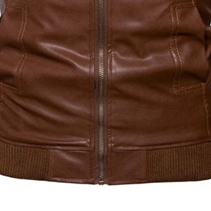 Otoño Álamo hombres PU cuero Janet con capucha cremallera moda estilo venta al por mayor nueva condición tela Janet - Product Image 5