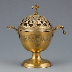 Quemador de carbón de latón bendito, incensario colgante, quemador de incienso de Iglesia Vintage para ambiente ceremonial y espiritual - Product Image 2