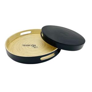 2023 ensemble de plateaux de service en bambou écologique plaque rectangulaire avec poignées plateau en bois biologique du fournisseur du Vietnam - Product Image 1