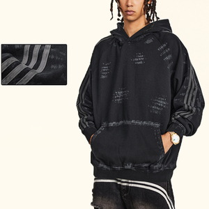 Haute Qualité 370g Stone Wash Sweat À Capuche Surdimensionné Personnalisé Éponge Française avec Col À Capuche Poids Lourd Vintage Imprimer Conception Hoodies - Product Image 2