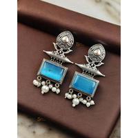 Boucles d'oreilles de style traditionnel oxydées avec pierre jaune et perles pour les occasions décontractées et les fêtes, produit artisanal en gros