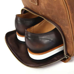 Sac de voyage en cuir véritable léger de couleur unie, design personnalisé OEM, sac de sport décontracté de luxe, fermeture éclair, faible MOQ, prix d'usine - Product Image 6