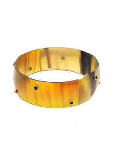 กำไลเขาควายขัดเงาเป็นมิตรต่อสิ่งแวดล้อมพร้อมสร้อยข้อมือทองเหลืองสำหรับผู้ชายและผู้หญิงจากงานฝีมือรูปพระจันทร์เสี้ยว - Product Image 3